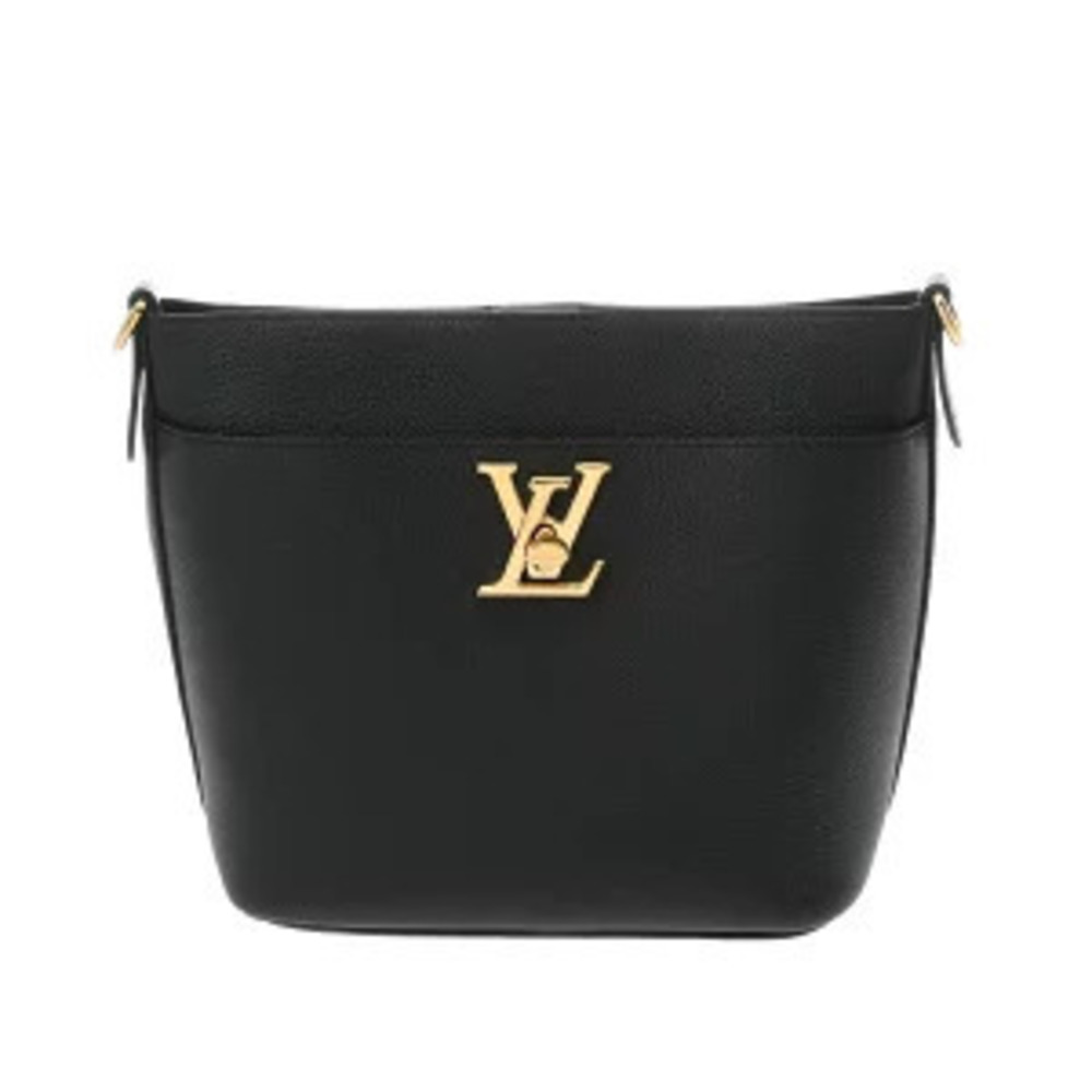 Louis Vuitton Lock Walk Black Grain Calf Leather Shoulder Bag